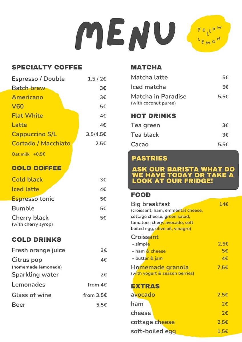 Menu Yellow Lemon Coffee & Wine Cafe-1